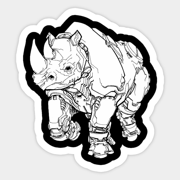 Rhino Mech (white shape) Sticker by WhiskeyMech